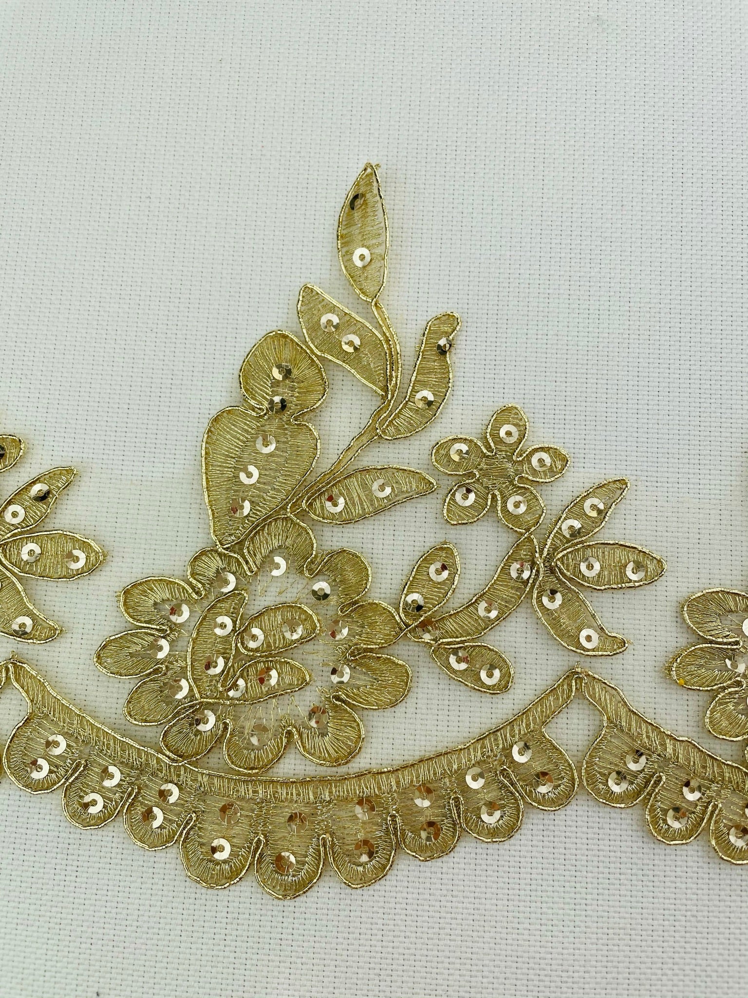 LT - 100 Lace Trim with Sequins Metallic Gold - Aleemahs