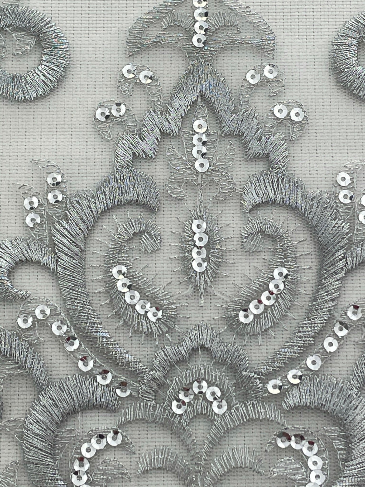 LT - 101 Lace Trim with Sequins Silver - Aleemahs