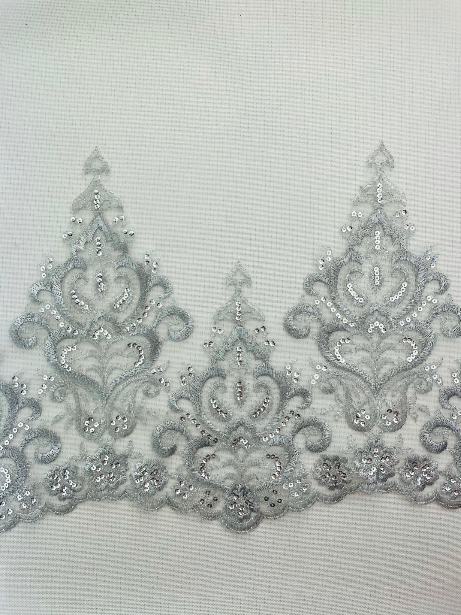LT - 101 Lace Trim with Sequins Silver - Aleemahs
