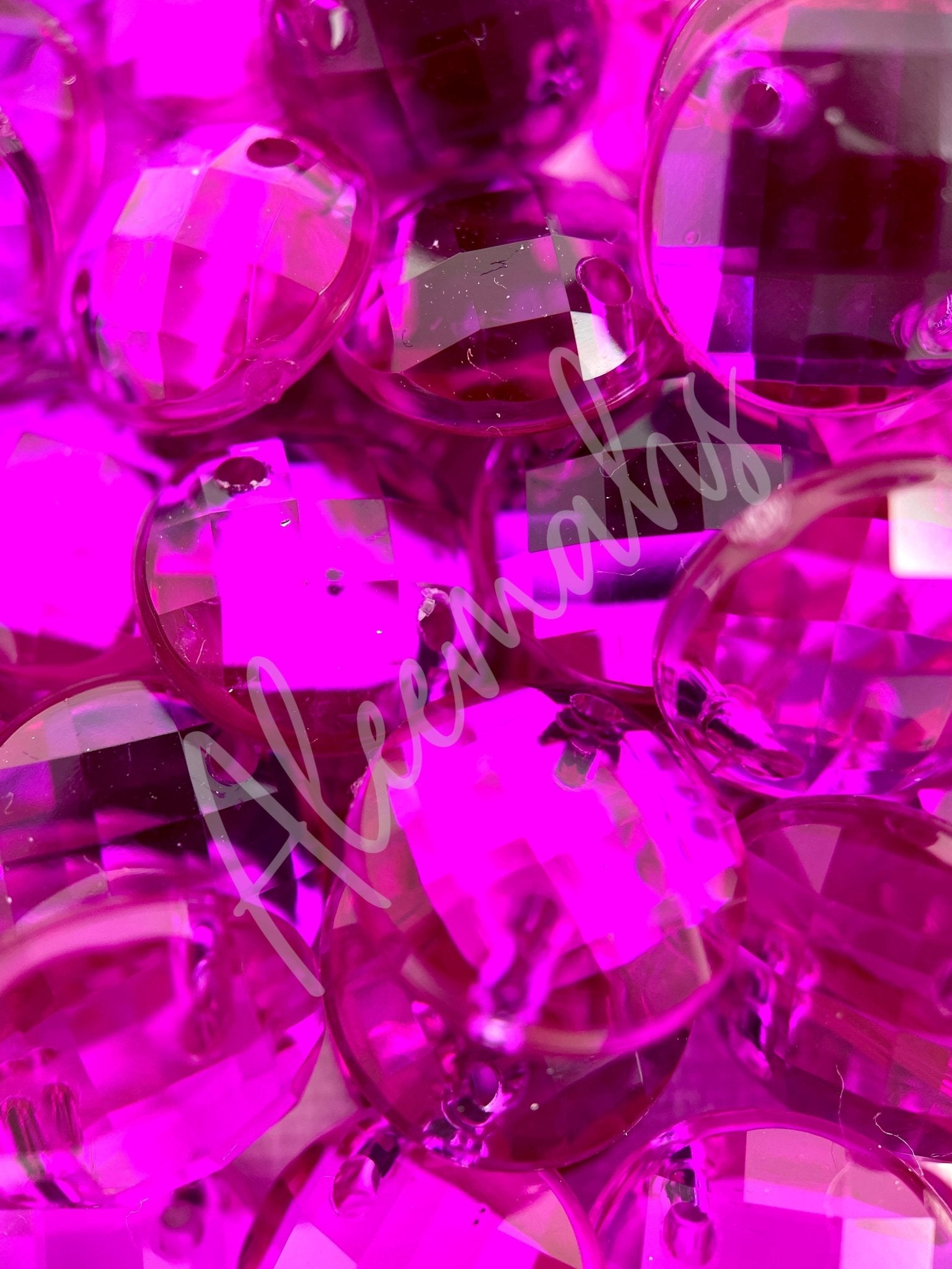 Magenta Round Acrylic Jewel - Aleemahs