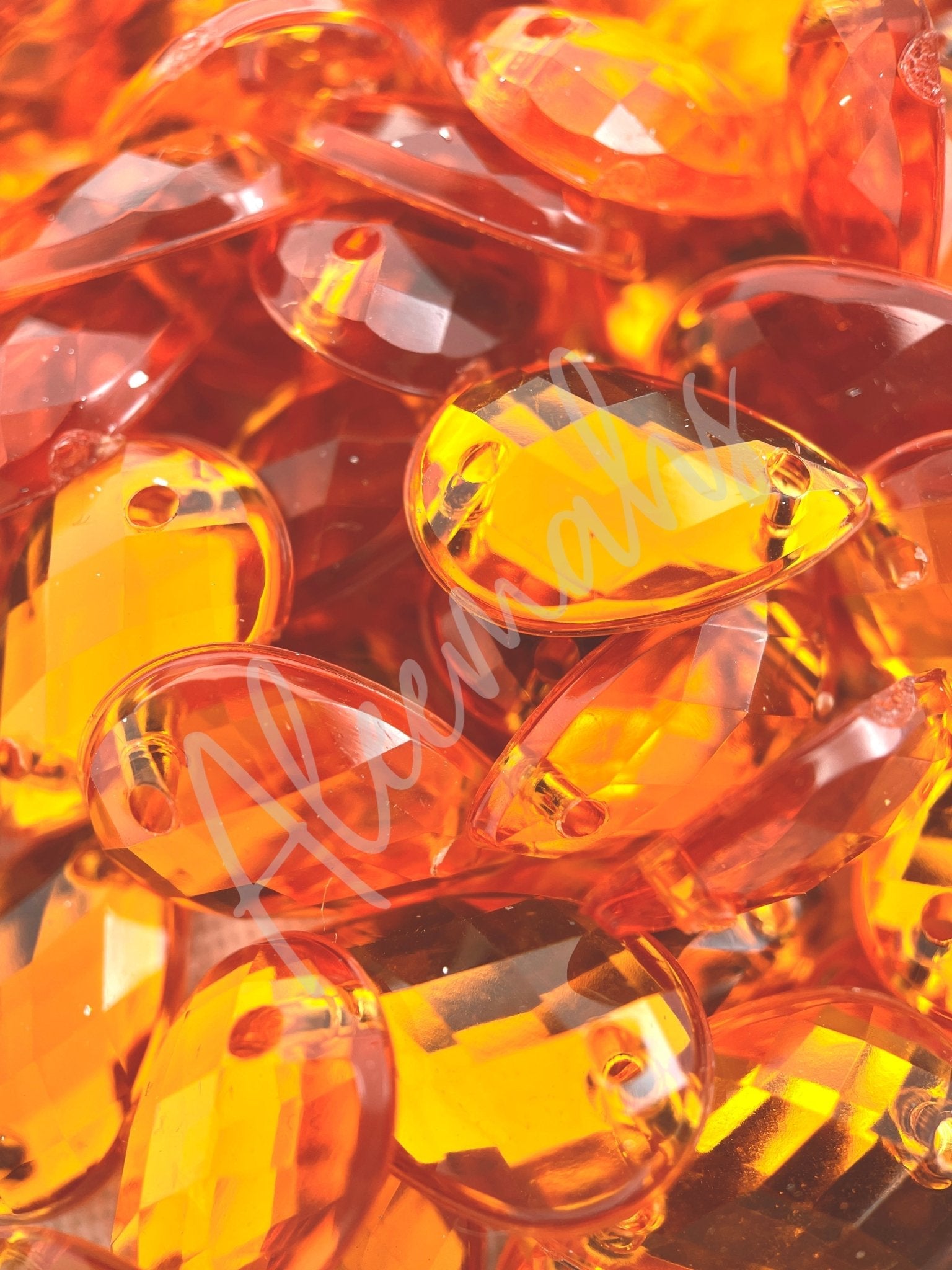 Orange Teardrop Acrylic Jewel - Aleemahs