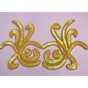 P - 018 Yellow iris sequin and bead costume pair - Aleemahs