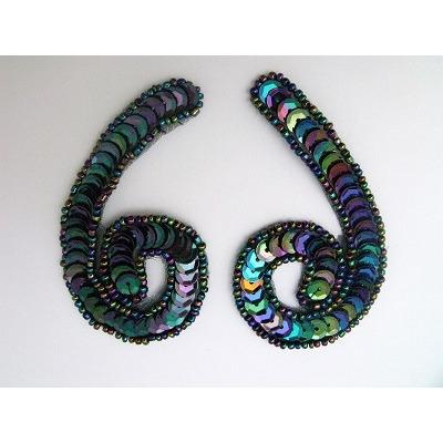 P - 026 Black Iris sequin and bead small squiggle pair - Aleemahs