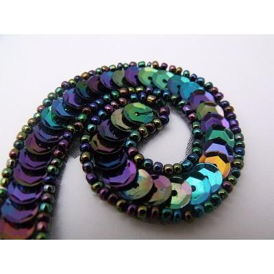 P - 026 Black Iris sequin and bead small squiggle pair - Aleemahs