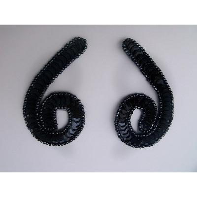 P - 026 Black sequin and bead small squiggle pair. - Aleemahs