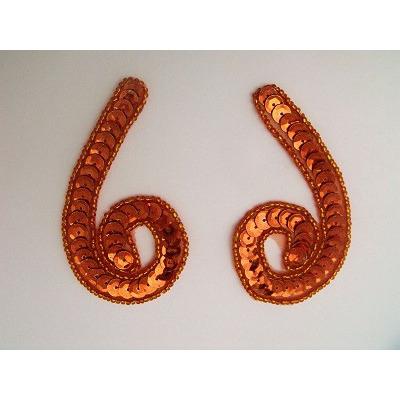 P - 026 Copper sequin and bead small squiggle pair. - Aleemahs