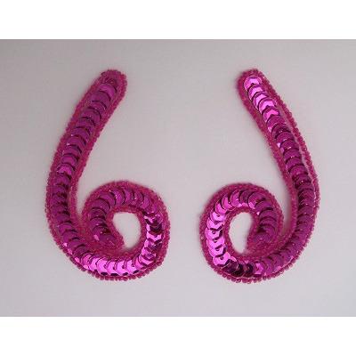 P - 026 Fuchsia sequin and bead small squiggle pair - Aleemahs