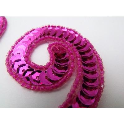 P - 026 Fuchsia sequin and bead small squiggle pair - Aleemahs
