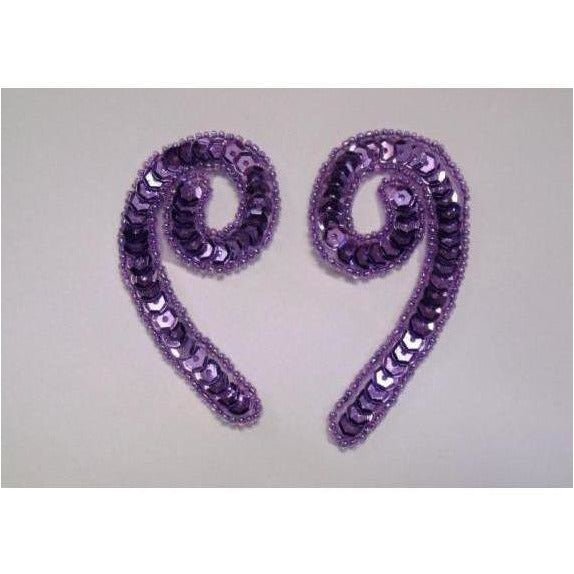 P - 026 Lilac sequin and bead small squiggle pair - Aleemahs