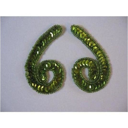 P - 026 Lime sequin and bead small squiggle pair - Aleemahs