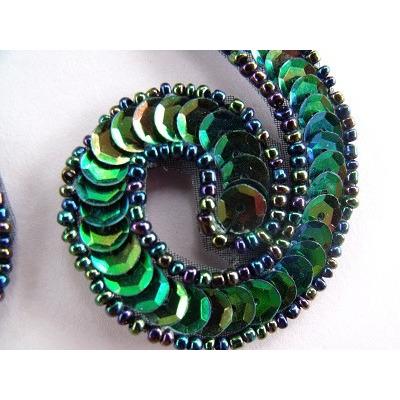 P - 026 Peacock sequin and bead small squiggle pair. - Aleemahs