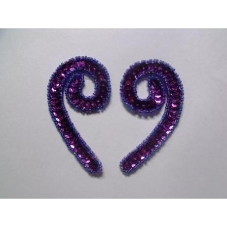 P - 026 Purple sequin and bead small squiggle pair - Aleemahs