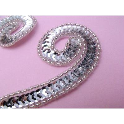 P - 026 Silver sequin and bead small squiggle pair - Aleemahs