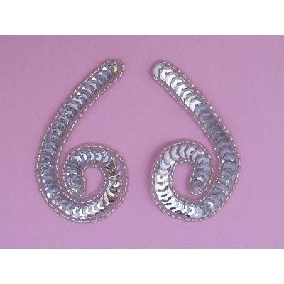 P - 026 Silver sequin and bead small squiggle pair - Aleemahs