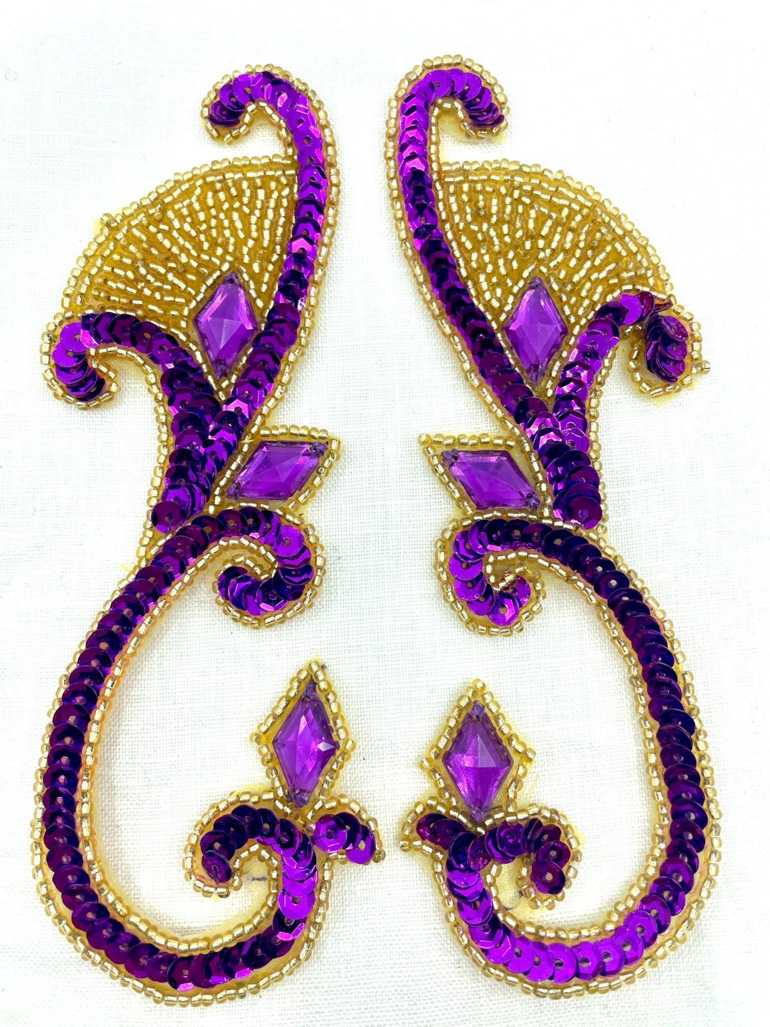 P - 033 Purple and gold sequin, bead and jewel pair - Aleemahs