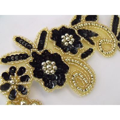 P - 036 Black and Gold flower spray pair. - Aleemahs