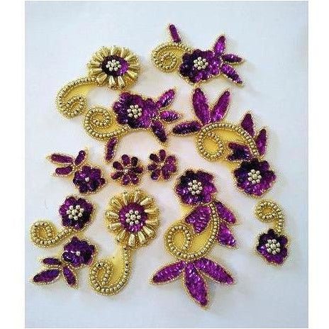 P - 036 Purple and Gold flower spray pair. - Aleemahs
