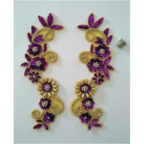 P - 036 Purple and Gold flower spray pair. - Aleemahs