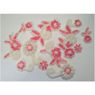 P - 036: Satin pink and white flower spray - Aleemahs