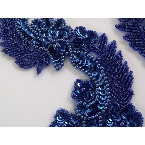 P - 037 Sequin and bead Venice style, Blue - Aleemahs