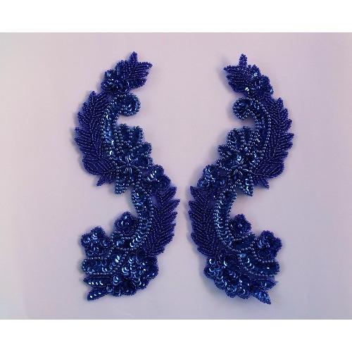 P - 037 Sequin and bead Venice style, Blue - Aleemahs
