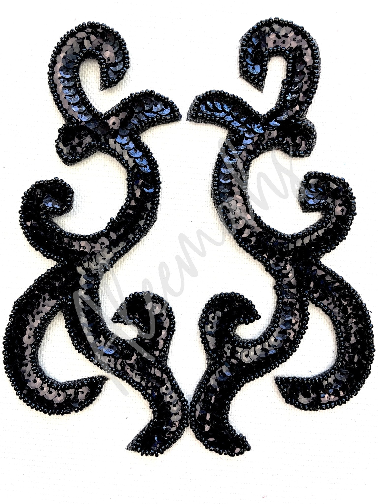 P - 044 Black sequin and bead pair - Aleemahs