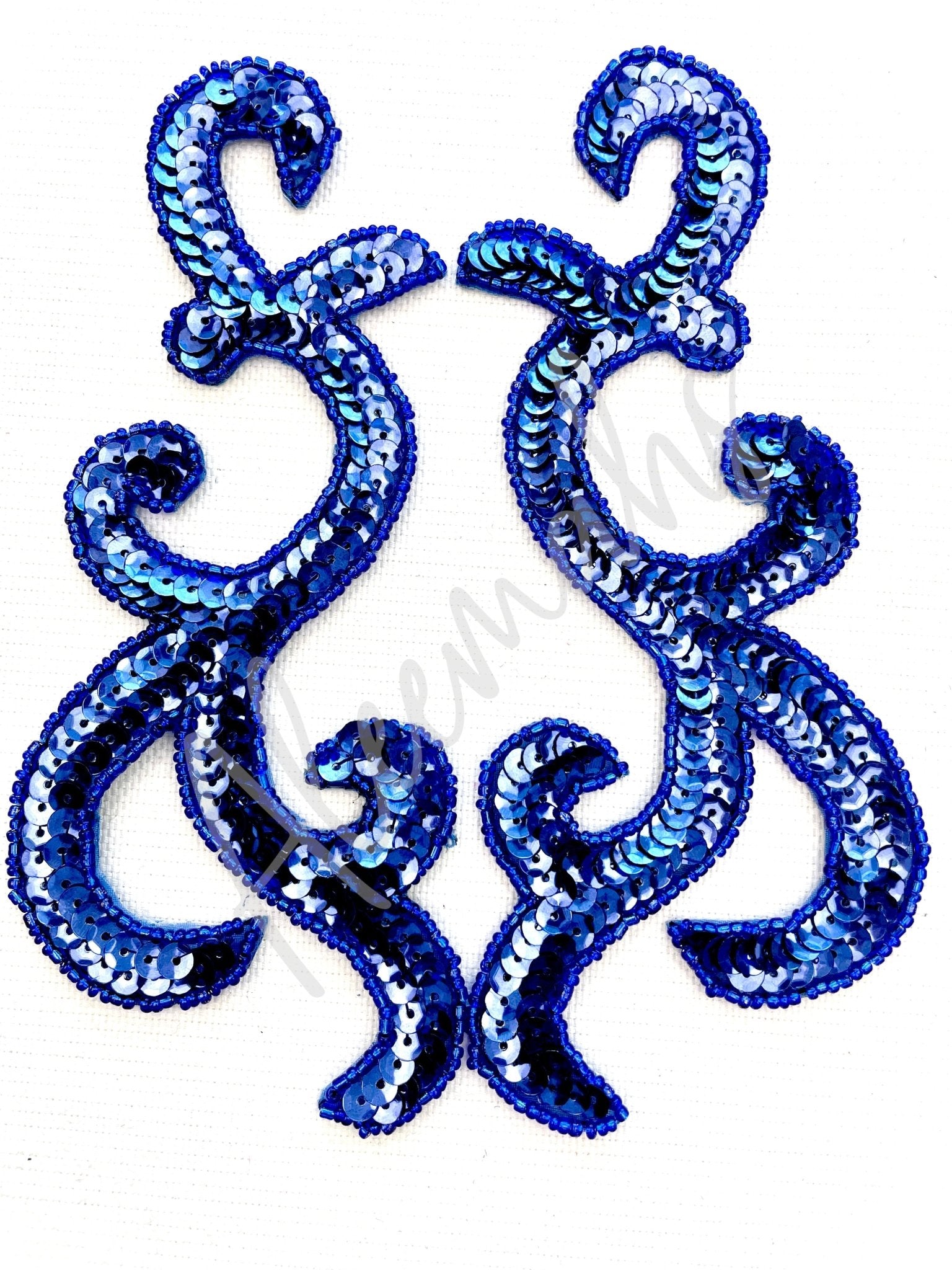 P - 044 Blue sequin and bead pair - Aleemahs
