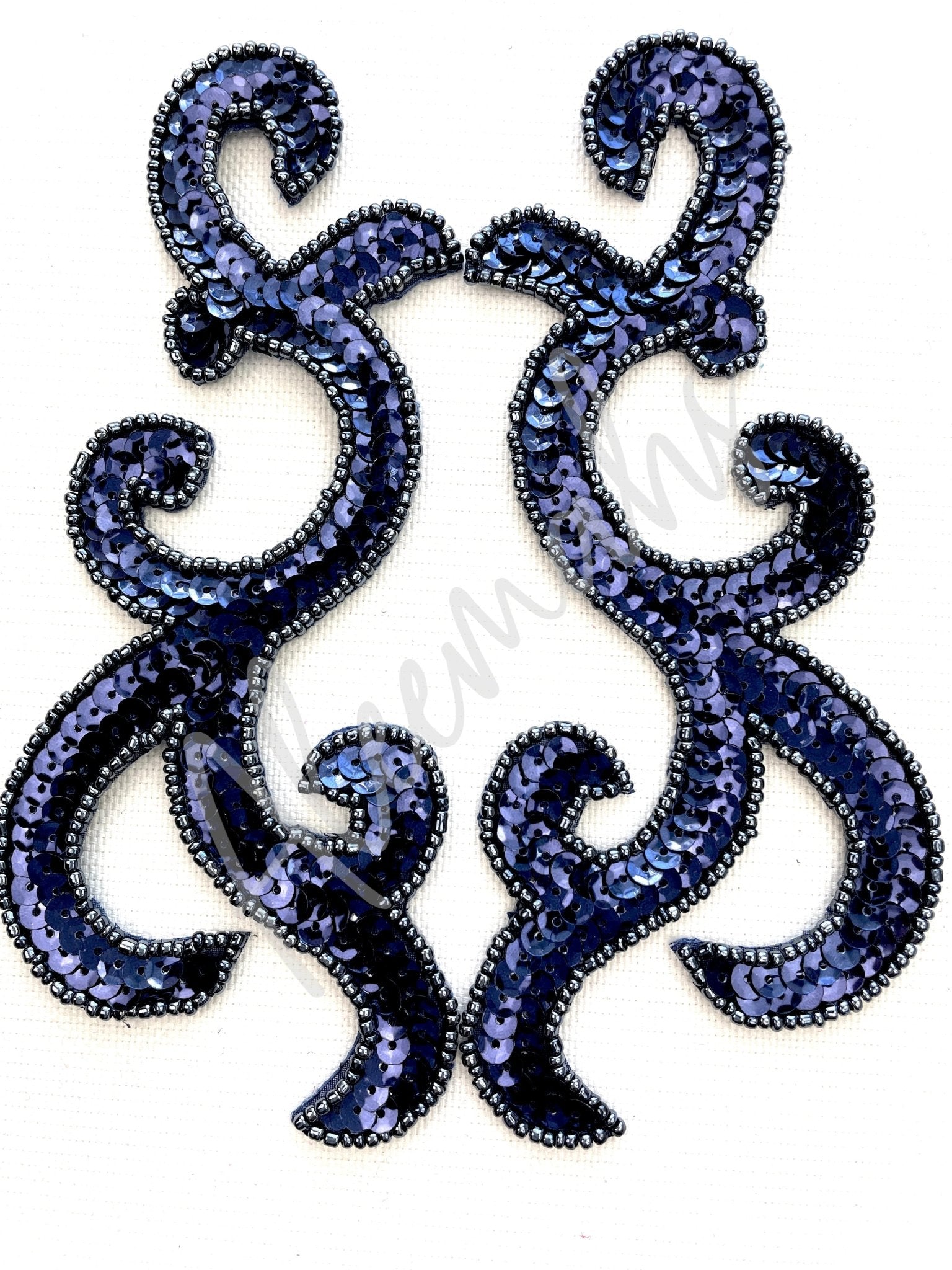 P - 044 Navy sequin and bead pair - Aleemahs