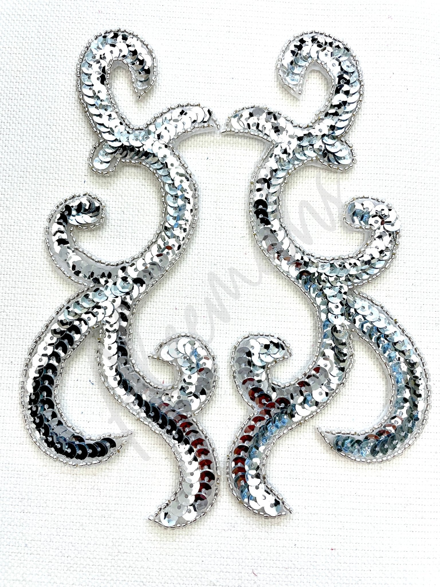 P - 044 Silver sequin and bead pair - Aleemahs