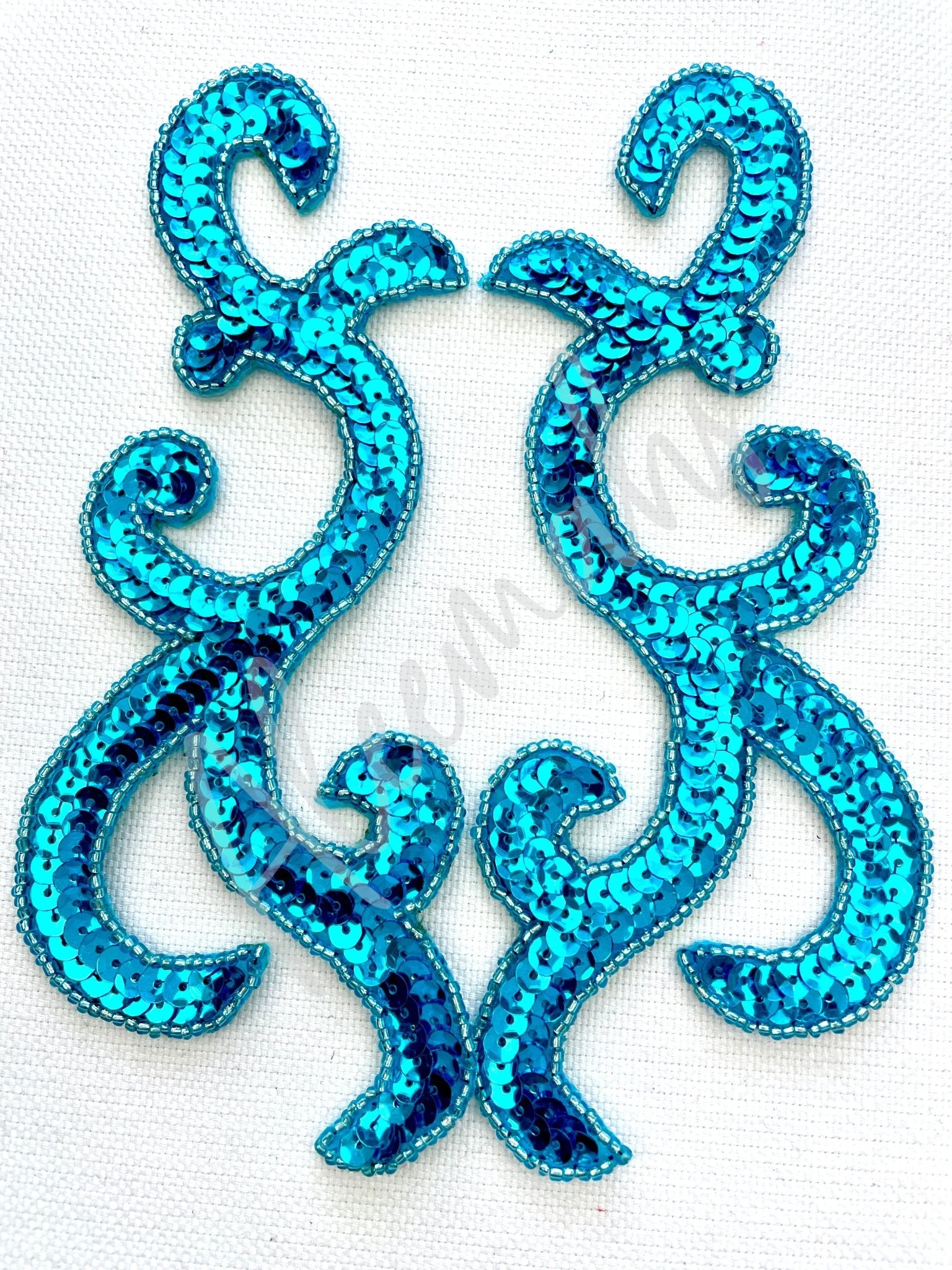 P - 044 Turquoise sequin and bead pair - Aleemahs