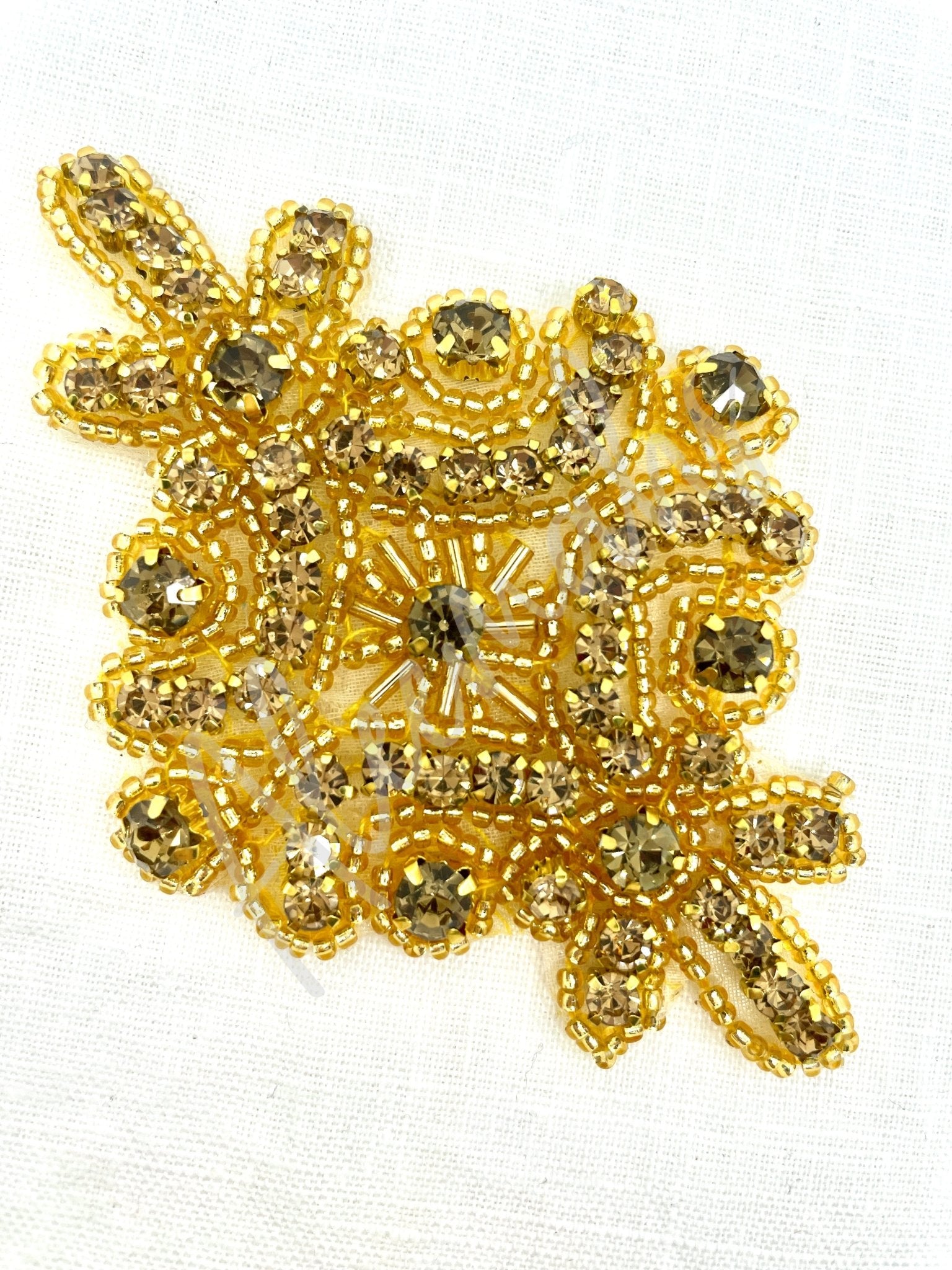 R - 145 Gold bead with topaz rhinestone applique - Aleemahs