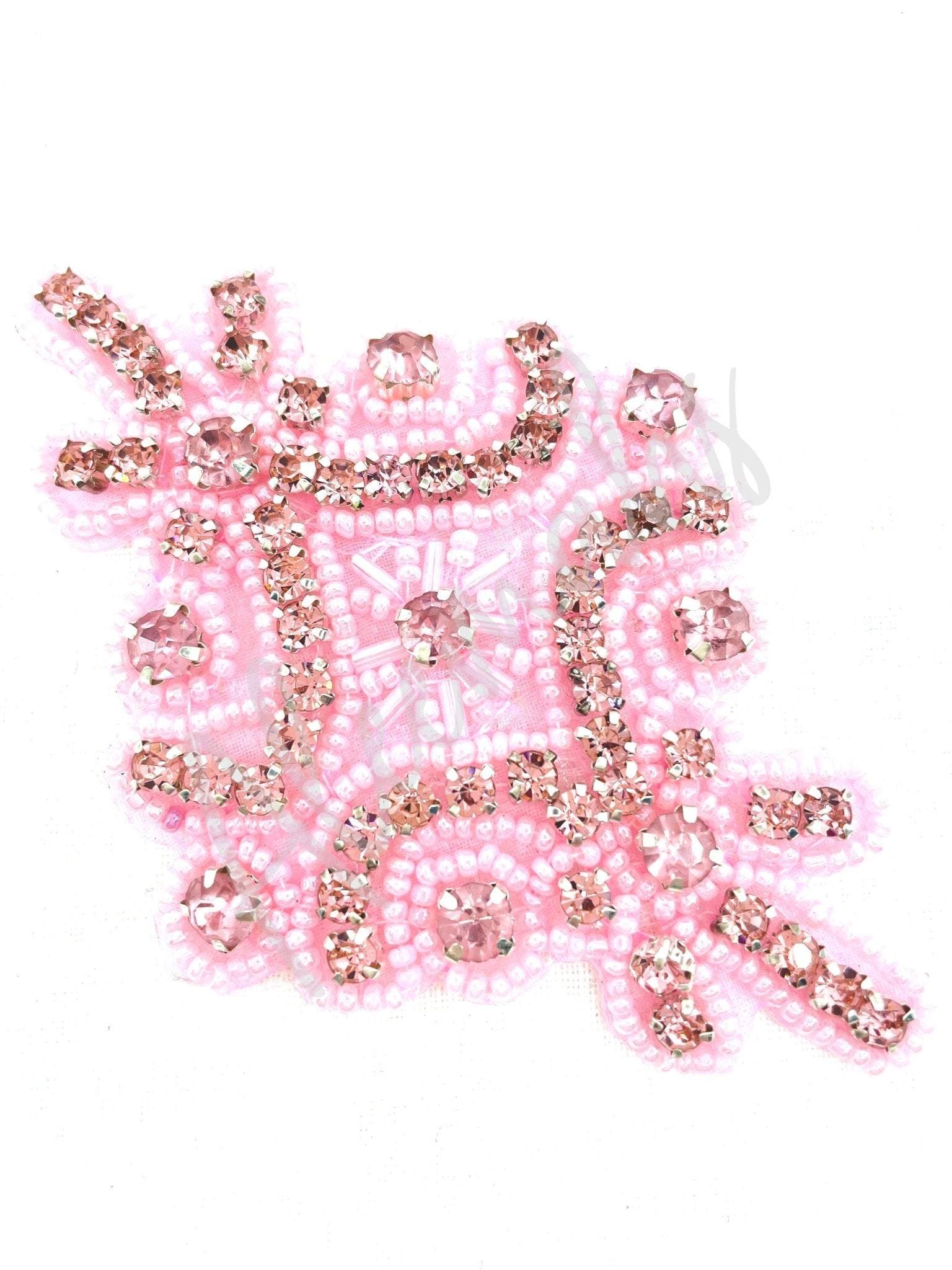 R - 145 Pink bead with pink rhinestone applique - Aleemahs