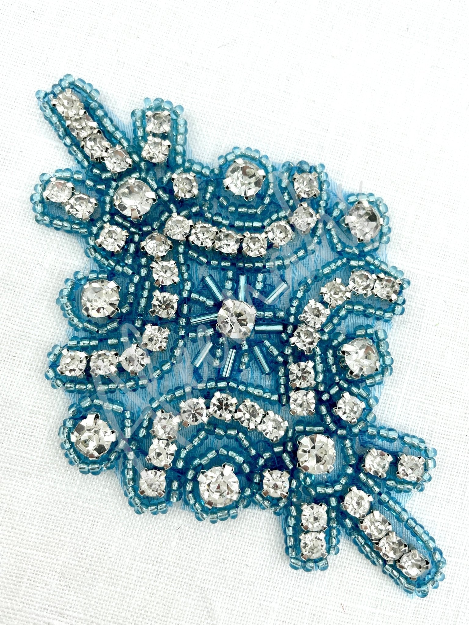 R - 145 Turquoise and crystal rhinestone applique - Aleemahs