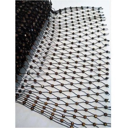 RM - 005 Black mesh with topaz rhinestones - Aleemahs