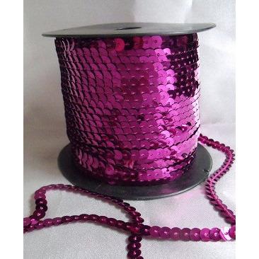 Sequin Strand, flat, 6mm, Fuchsia, 90 metre roll - Aleemahs