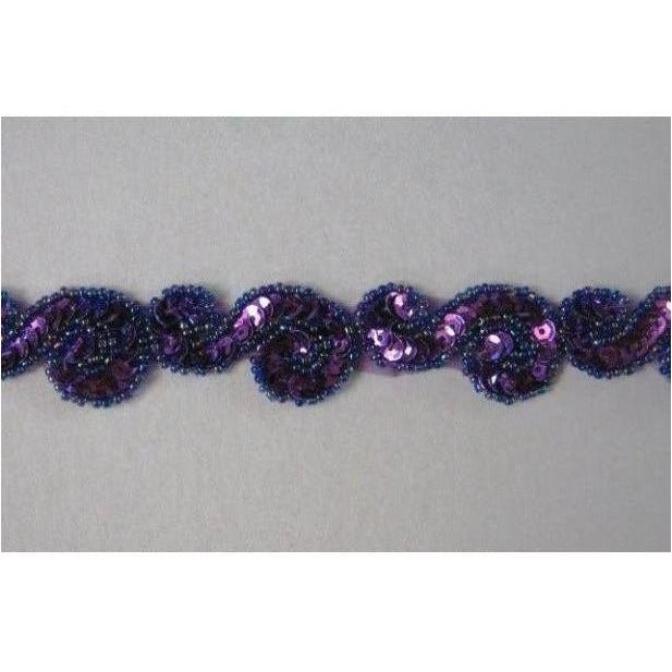 T - 001 Purple sequin and bead S trim - Aleemahs