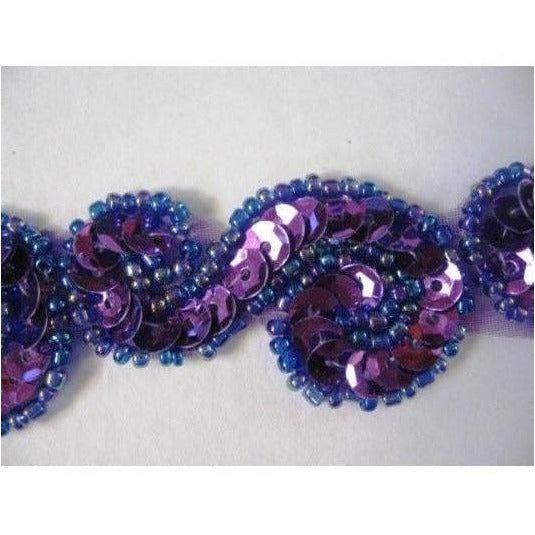 T - 001 Purple sequin and bead S trim - Aleemahs