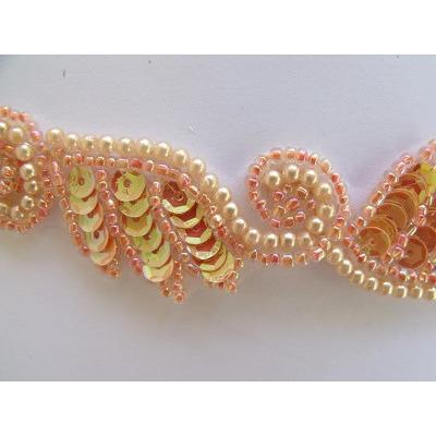 T - 015 Apricot Iris leaf and swirl trim - Aleemahs