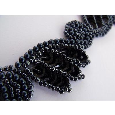 T - 015 Black Iris leaf and swirl trim - Aleemahs