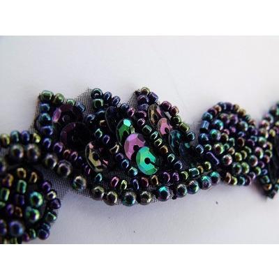 T - 015 Black Iris leaf and swirl trim - Aleemahs