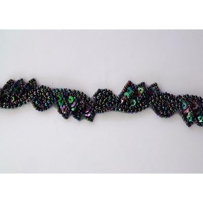 T - 015 Black Iris leaf and swirl trim - Aleemahs