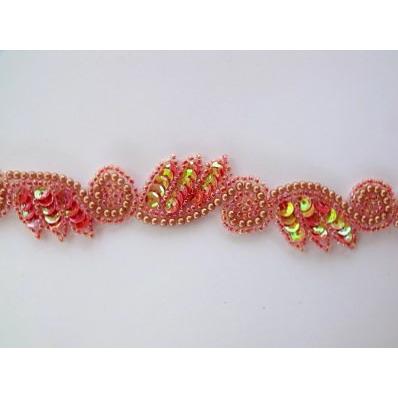T - 015 Peach Iris leaf and swirl trim - Aleemahs