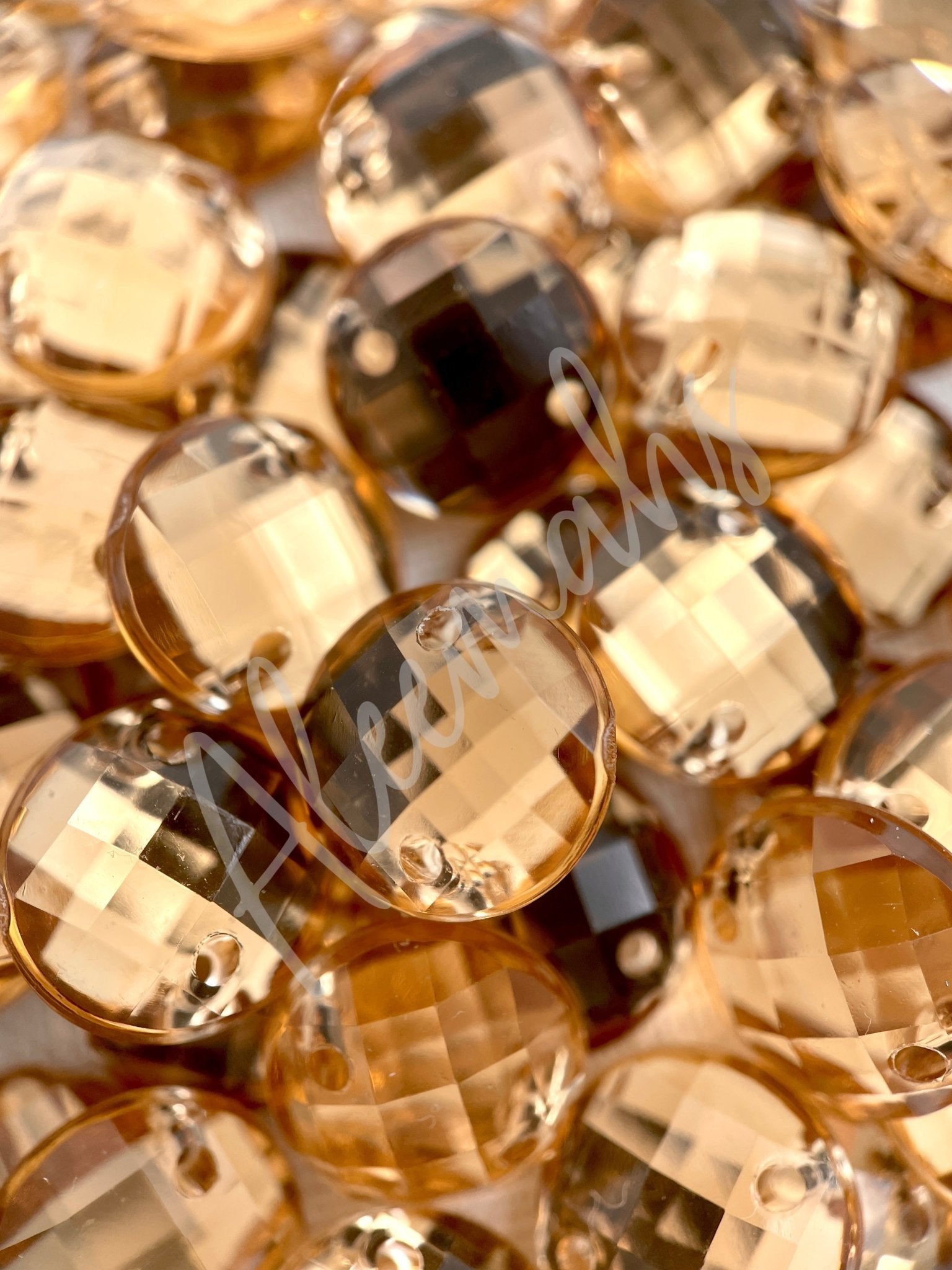 Tan Round Acrylic Jewel - Aleemahs