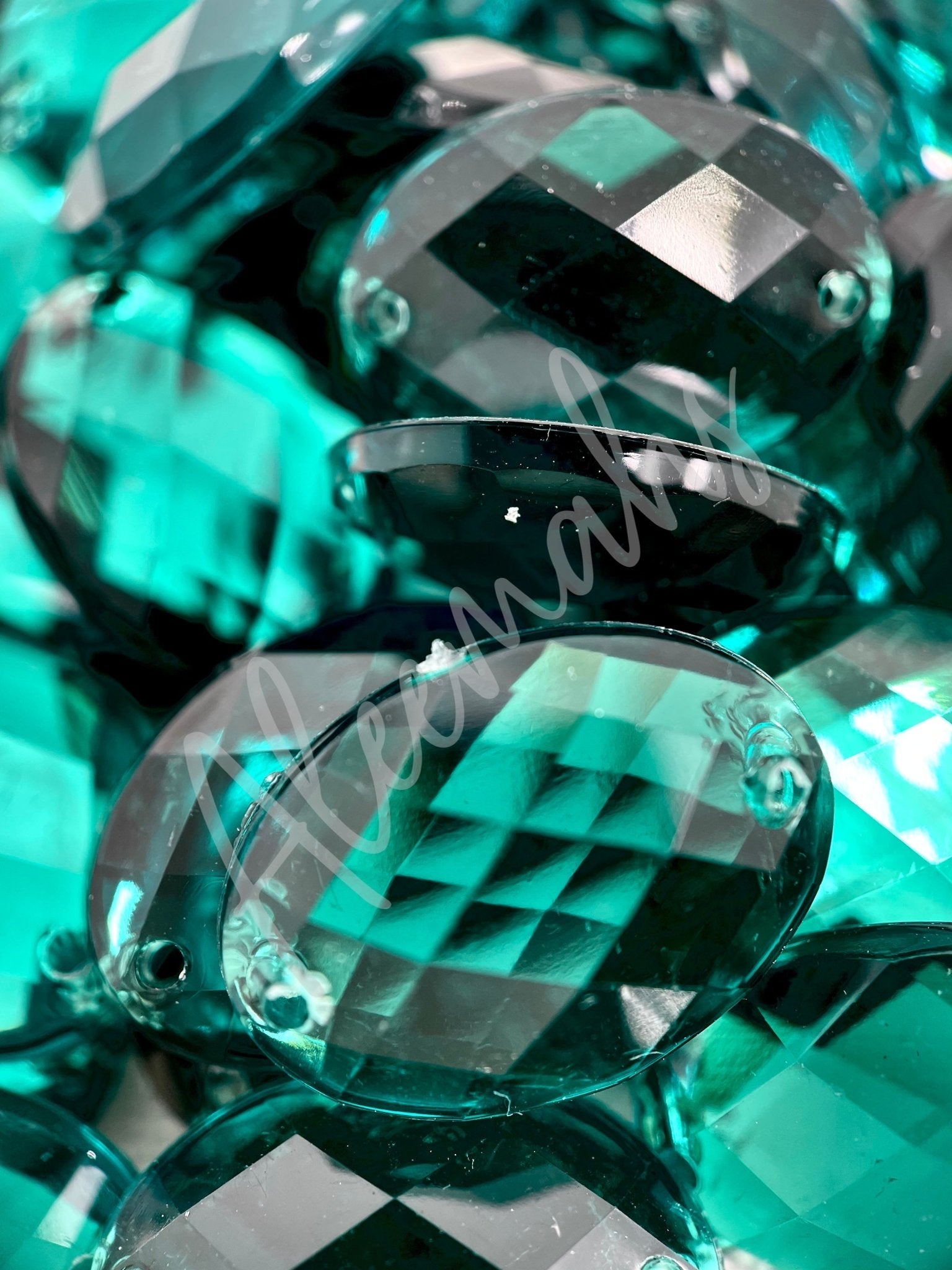 Teal Oval Acrylic Jewel - Aleemahs