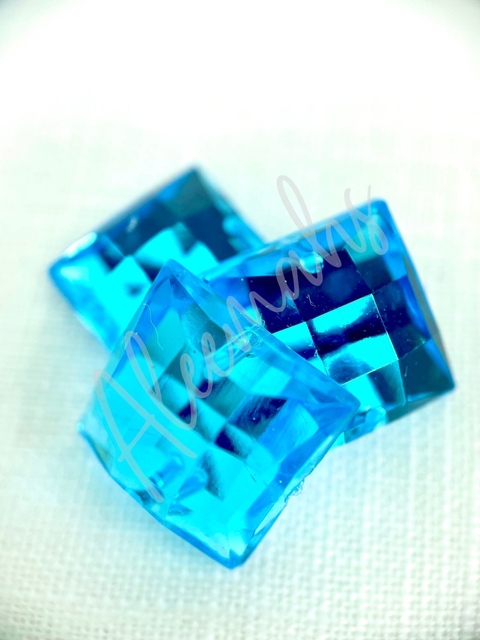 Turquoise Square Acrylic Jewel - Aleemahs